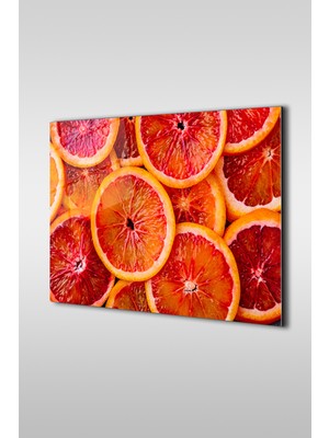 Marsilyan Portakal Dilimleri Dekoratif Yatay Cam Tablo