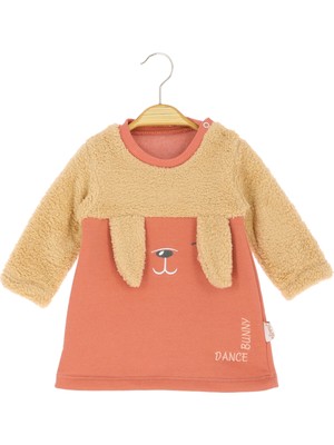 Crassi Kız Bebek Elbise Dance Bunny Nakışlı Kışlık Şardonlu