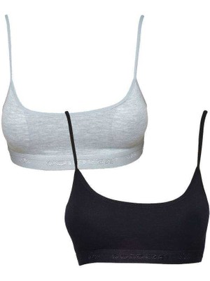 Marsilyan Pedli Ip Askılı Gri ve Siyah Büstiyer 2 Adet