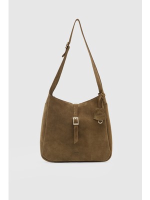 Oggo Suvea Vizon Süet Hakiki Deri Omuz Çantası