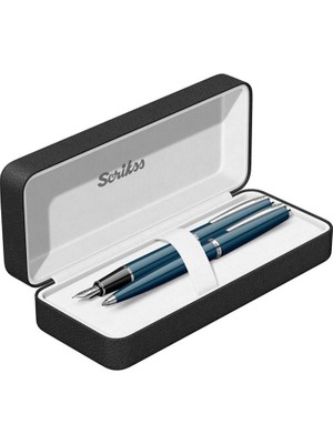 Scrikss Kalem Seti 33 Dolma & Tükenmez Lacivert Lüx Kutu