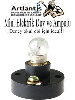 Artlantis Mini Duy ve Mini Ampul 1 Adet Elektrik Deney Duyu ve Ampulü 2.5 V Amup Yuvası Devre Proje Etkinlik Okul Sınıf