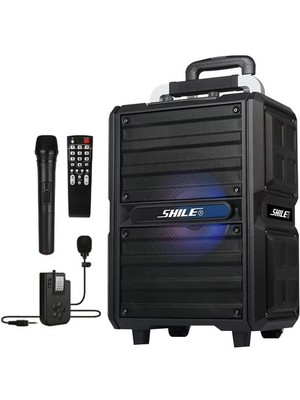 Shile SL-2017 50 Watt Taşınabilir Seyyar Aktif Amfi Hoparlör El + Yaka Mikrofonlu Usb+Sd+B