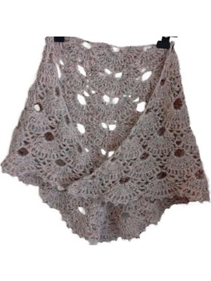 El@Ma El Örgüsü Kırçıllı Virüs Modeli Pudra Orta Boy Şal