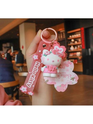 Facnspt Hello Kitty Sakura Temalı 2’li Anahtarlık Seti – Pembe Çiçekli Figür Anahtarlık