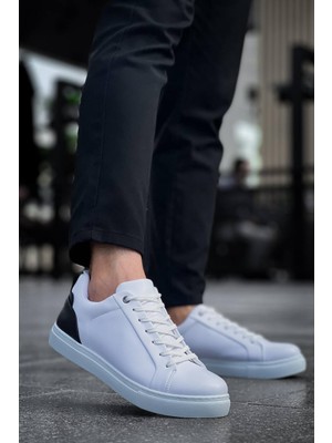 Mirelle Siyah Cilt  Detaylı  Yüksek Beyaz Taban Günlük Erkek Ayakkabı