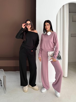 Elaxi Kadın Kayık Yaka Modal Kumaş Salaş Ikili Takım