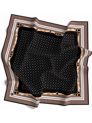 Violla Twill Kemerli ve Çıtır Motifli Desenli Vizon Renkli 90X90 Eşarp (Ipek Içermez) Dikim Şekli : El Dikişi
