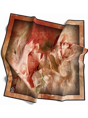 Violla Twill Sulu Boyalı Çiçek Desenli Bordo Renkli 90X90 Eşarp (Ipek Içermez) Kenar Dikiş Şekli El Dikişli