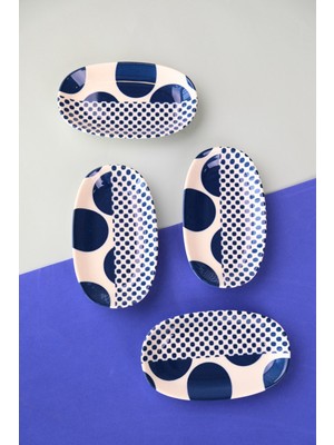 Tabak Evi Porselen Spotty Oval Kayık Tabak 15X8,5X2CM 4 Parça