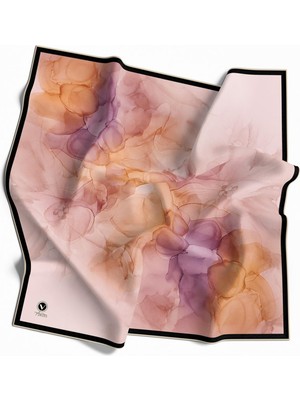 Violla Rayon Batik Desenli Somon Renkli 90X90 Eşarp (Ipek Içermez) Kenar Dikiş Şekli El Dikişli