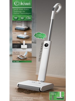 Kiwi KSC-4262 Dikey Kullanım İçin 250 W Güç Değerine Sahip Şarjlı Islak-Kuru Süpürge