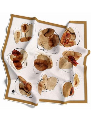 Violla Twill Sulu Boya Geometrik Desenli Hardal Renkli 90X90 Eşarp (Ipek Içermez) Kenar Dikiş Şekli El Dikişli
