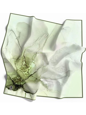 Violla Twill Batik Desenli Haki Renkli 90X90 Eşarp (Ipek Içermez) Kenar Dikiş Şekli El Dikişli