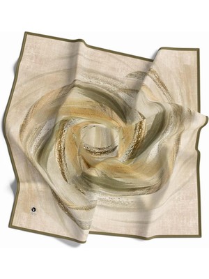 Violla Rayon Fırça Darbesi Desenli Haki Renkli 90X90 Eşarp (Ipek Içermez) Dikim Şekli : El Dikişi