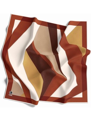 Violla Twill Geometrik Desenli Taba Renkli 90X90 Eşarp (Ipek Içermez) Dikim Şekli : El Dikişi