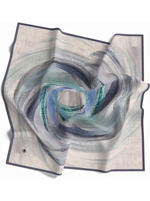 Violla Rayon Fırça Darbesi Desenli Indigo Renkli 90X90 Eşarp (Ipek Içermez) Dikim Şekli : El Dikişi