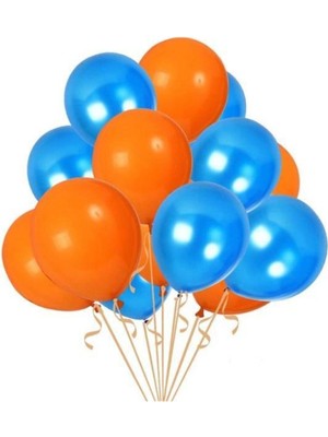 Empressco Turuncu-Mavi Parlak Metalik Sedefli Balon 50 Adet, Kutu Içinde Neşe ve Renk Dolu.