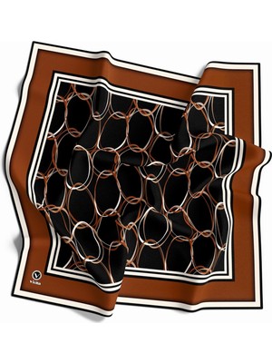 Violla Twill Halka Desenli Taba Renkli 90X90 Eşarp (Ipek Içermez) Kenar Dikiş Şekli El Dikişli