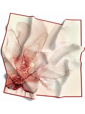 Violla Twill Batik Desenli Kırmızı Renkli 90X90 Eşarp (Ipek Içermez) Kenar Dikiş Şekli El Dikişli