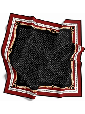 Violla Twill Kemerli ve Çıtır Motifli Desenli Bordo Renkli 90X90 Eşarp (Ipek Içermez) Dikim Şekli : El Dikişi