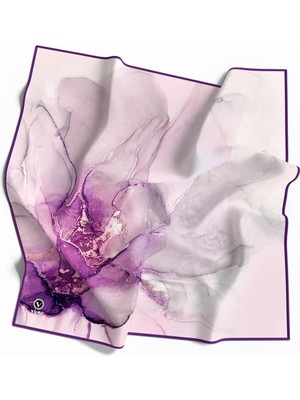 Violla Twill Batik Desenli Mor Renkli 90X90 Eşarp (Ipek Içermez) Kenar Dikiş Şekli El Dikişli