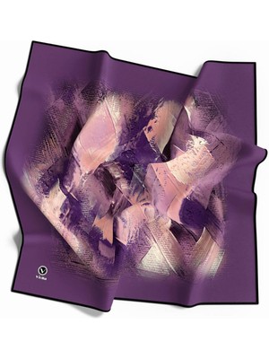Violla Twill Fırça Efektli Desenli Mor Renkli 90X90 Eşarp (Ipek Içermez) Kenar Dikiş Şekli El Dikişli
