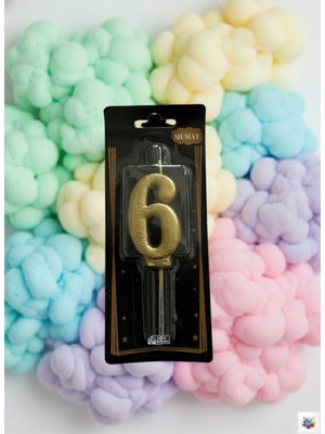 Mumay Candle Metalik Gold Rakam Mum 6