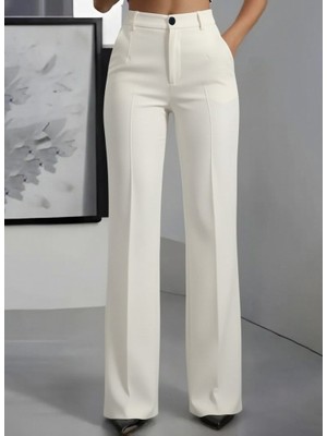 La Mode Istanbul Kadın Yüksek Bel Cepli Ithal Krep Pantolon