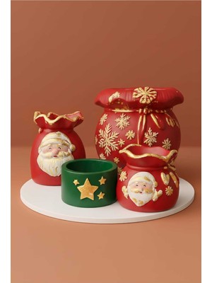 Empressco 4'lü Renkli Yılbaşı Sepeti Seti Dekoratif Biblo Hediye