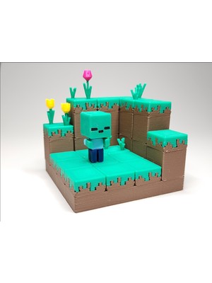 Flexilab Creative Minecraft Tarzı Zombi Anahtarlık – Blok Figür Tasarım Hediyelik Oyuncu Aksesuarı