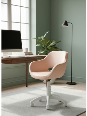 KUZEY SANDALYE Monako Beyaz Ayaklı Çalışma Sandalyesi Yetişkin ve Çocuk Bilgisayar Sandalyesi (Ayarlanabilir)