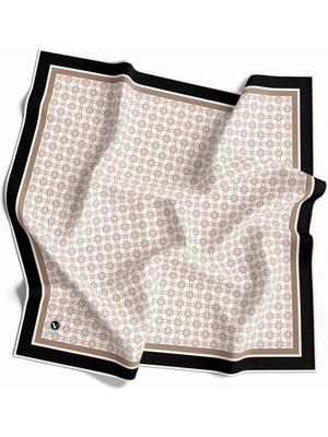 Violla Twill V Desenli Krem Renkli 90X90 Eşarp (Ipek Içermez) Dikim Şekli : El Dikişi