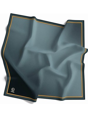 Violla Twill Degrade Desenli Petrol Yeşili Renkli 90X90 Eşarp (Ipek Içermez) Kenar Dikiş Şekli El Dikişli