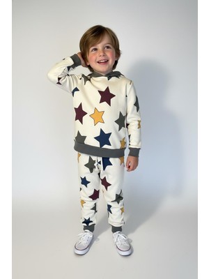 MiaBaby Yıldız Baskılı Kapşonlu 2 Li Takım
