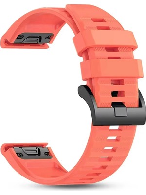 Caseonn Garmin Fenix 7x Sapphire Solar Quick Fit Uyumlu Yedek Silikon Kordon Somon