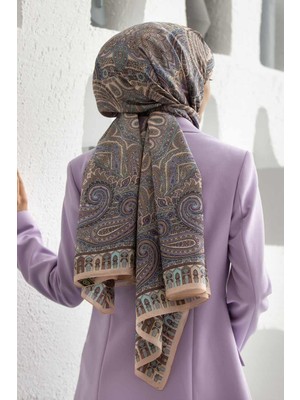 Vissona 100% Ipek Etro Desenli Somon Renkli Şal