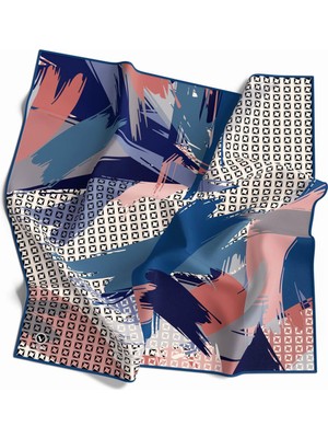 Violla Rayon Geometrik Fırça Desenli Indigo Renkli 90X90 Dikim Şekli : El Dikişi Eşarp (Ipek Içermez) Kenar Dikiş Şekli El Dikişli