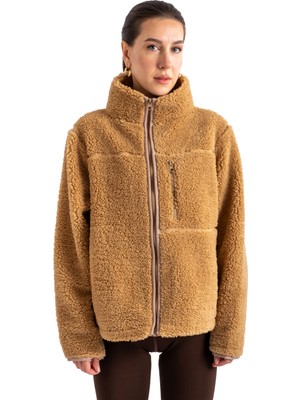 Coredra Crop Peluş Fermuarlı Ceket - C603