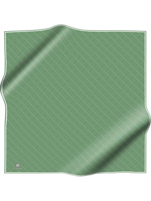 Vissona % 57 Ipek % 43 Viskon Twill Ipek Minik V Desenli Zümrüt Yeşili Renkli 90X90 Eşarp Dikim Şekli : El Dikişi