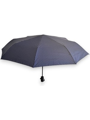 Elif Engin Lacivert Puantiyeli Tam Otomatik 8 Telli Kısa Şemsiye