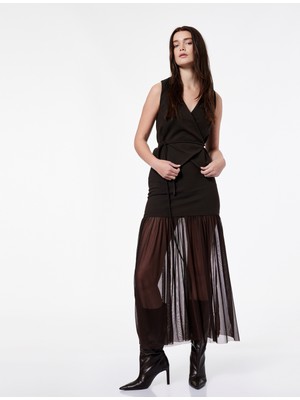 Koton x Şahika Ercümen - V Yaka Kemerli Kruvaze Yelek