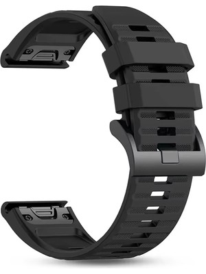 Caseonn Garmin Fenix 7x Sapphire Solar Quick Fit Uyumlu Yedek Silikon Kordon Siyah
