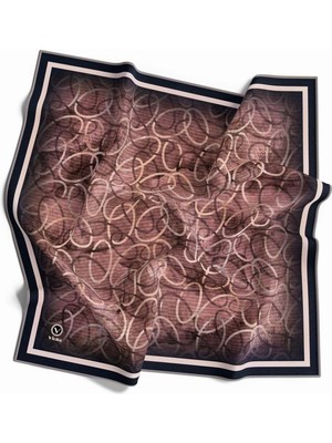 Violla Kristal Geometrik Desenli Somon Renkli 90X90 Eşarp (Ipek Içermez) Kenar Dikiş Şekli El Dikişli