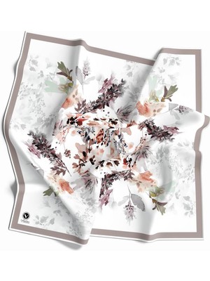 Violla Kristal Sonbahar Yaprak Desenli Taş Renkli 90X90 Eşarp (Ipek Içermez) Kenar Dikiş Şekli El Dikişli