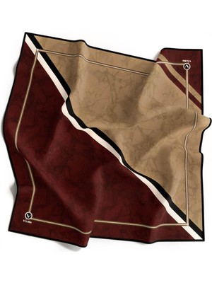 Violla Kristal Geometrik Desenli Bordo Renkli 90X90 Eşarp (Ipek Içermez) Kenar Dikiş Şekli El Dikişli