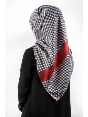 Violla Twill Kazayaklı Şerit Desenli Bordo Renkli 90X90 Eşarp (Ipek Içermez) Dikim Şekli : El Dikişi