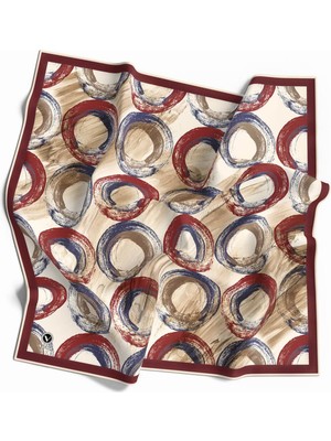 Violla Twill Geometrik Fırça Darbesi Desenli Gül Kurusu Renkli 90X90 Eşarp (Ipek Içermez) Kenar Dikiş Şekli El Dikişli