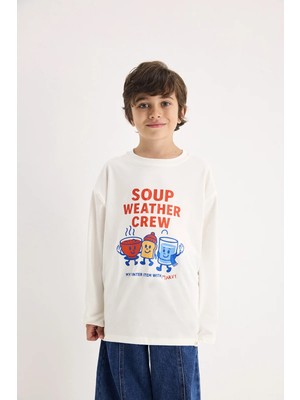 Marvy Kids Marvy Kış Temalı Baskılı Uzun Kollu Tshirt