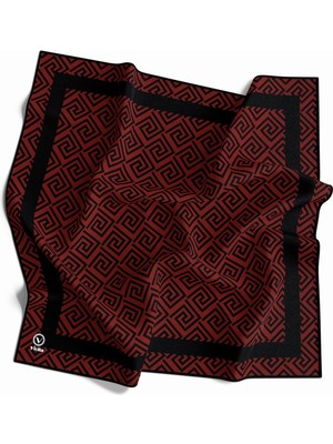 Violla Twill Minimalist Desenli Kırmızı Renkli 90X90 Eşarp (Ipek Içermez) Kenar Dikiş Şekli El Dikişli